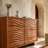 Organic Wave Sideboard Cabinet in Natural Solid Wood for Modern Interiors - ArborisWood - 4