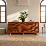 Organic Wave Sideboard Cabinet in Natural Solid Wood with Sculpted Design - ArborisWood - 3