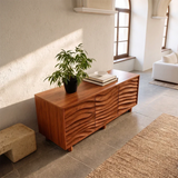 Organic Wave Sideboard Cabinet in Natural Solid Wood with Sculpted Design - ArborisWood - 6