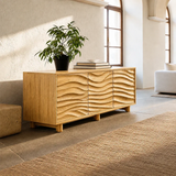 Organic Wave Sideboard Cabinet in Natural Solid Wood with Sculpted Design - ArborisWood - 8