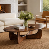 Oval Coffee Table with Sculptural Loop Base in Natural Solid Wood - Arboriswood - 1