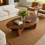 Oval Coffee Table with Sculptural Loop Base in Natural Solid Wood - Arboriswood - 4
