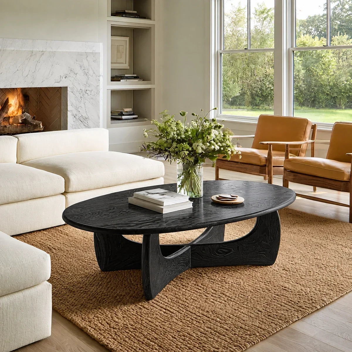 Oval Coffee Table with Sculptural Loop Base in Natural Solid Wood - Arboriswood - 8