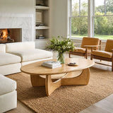 Oval Coffee Table with Sculptural Loop Base in Natural Solid Wood - Arboriswood - 9