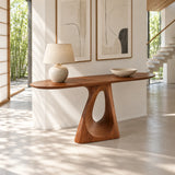 Oval Entryway Table with Twisting Ribbon Pedestal and Teardrop Cut-Out - Arboriswood - 2
