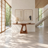 Oval Entryway Table with Twisting Ribbon Pedestal and Teardrop Cut-Out - Arboriswood - 3