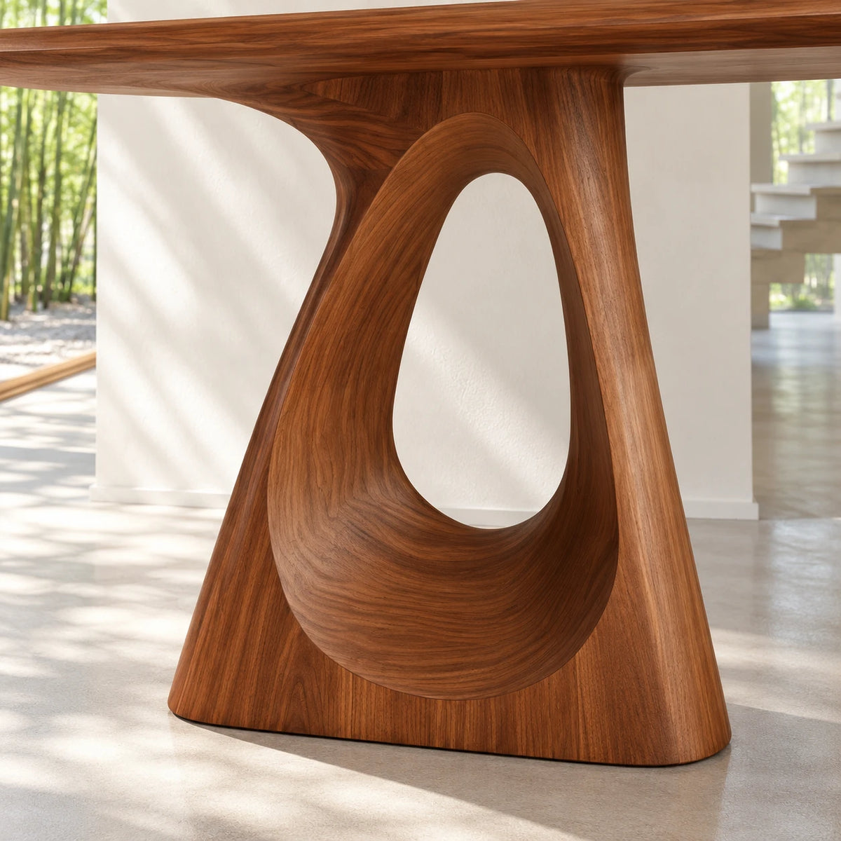 Oval Entryway Table with Twisting Ribbon Pedestal and Teardrop Cut-Out - Arboriswood - 4
