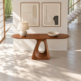 Oval Entryway Table with Twisting Ribbon Pedestal and Teardrop Cut-Out - Arboriswood - 5