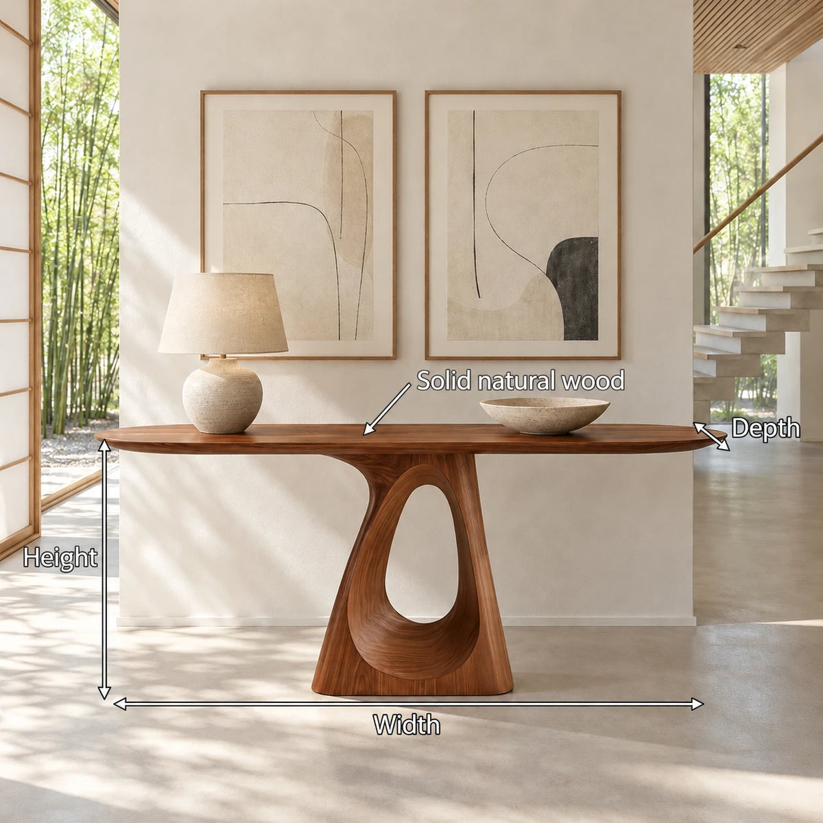 Oval Entryway Table with Twisting Ribbon Pedestal and Teardrop Cut-Out - Arboriswood - 7