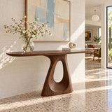 Oval Entryway Table with Twisting Ribbon Pedestal and Teardrop Cut-Out - Arboriswood - 8