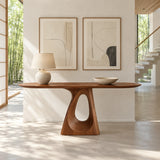 Oval Entryway Table with Twisting Ribbon Pedestal and Teardrop Cut-Out - Arboriswood