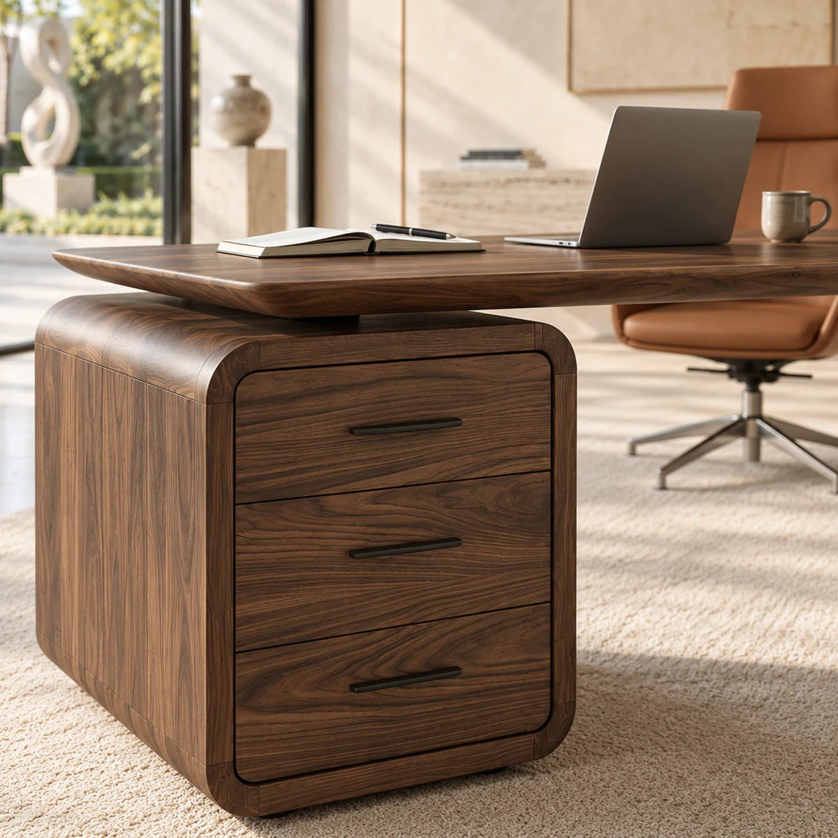 Featuring three drawers, this computer desk keeps work essentials neatly organized