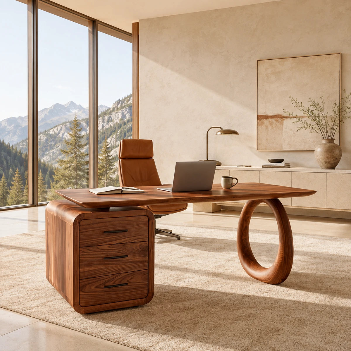 Three drawer storage gives this workstation desk a practical layout for everyday work
