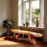 Oval Solid Wood Entryway Bench with Twisted Sculptural Legs Hallway Seating - Arboriswood - 8