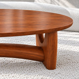 Oval Wood Coffee Table with Thin Elliptical Top on Twin Curved Leg Slabs - Arboriswood - 4