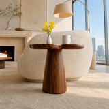 Designer side table with soft organic edges and visible grain for modern room styling