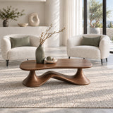 Rectangle Coffee Table with Free-Form Slab Top on Single Flared Sweep Pedestal - Arboriswood - 12