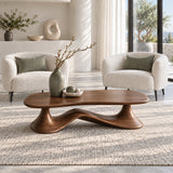 Rectangle Coffee Table with Free-Form Slab Top on Single Flared Sweep Pedestal - Arboriswood - 13