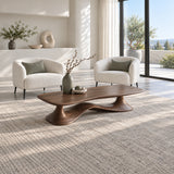 Rectangle Coffee Table with Free-Form Slab Top on Single Flared Sweep Pedestal - Arboriswood - 3