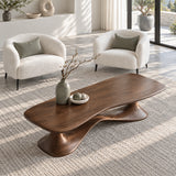 Rectangle Coffee Table with Free-Form Slab Top on Single Flared Sweep Pedestal - Arboriswood - 5