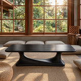 Rectangle Coffee Table with Rounded-Corner Top on Single Waisted Arched Pedestal - Arboriswood - 10