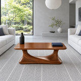 Rectangle Coffee Table with Rounded-Corner Top on Single Waisted Arched Pedestal - Arboriswood - 12