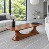 Rectangle Coffee Table with Rounded-Corner Top on Single Waisted Arched Pedestal - Arboriswood - 2