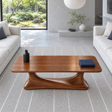 Rectangle Coffee Table with Rounded-Corner Top on Single Waisted Arched Pedestal - Arboriswood - 5