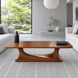 Rectangle Coffee Table with Rounded-Corner Top on Single Waisted Arched Pedestal - Arboriswood