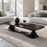 Rectangle Coffee Table with Thin Rounded Slab Top on Single Twisting Wave Base - Arboriswood - 10