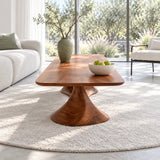 Rectangle Coffee Table with Thin Rounded Slab Top on Single Twisting Wave Base - Arboriswood - 6