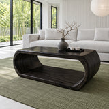 Rectangle Wood Coffee Table with Continuous Loop Body and Hollow Oval Center - Arboriswood - 10
