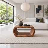 Rectangle Wood Coffee Table with Continuous Loop Body and Hollow Oval Center - Arboriswood - 11