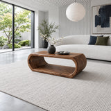 Rectangle Wood Coffee Table with Continuous Loop Body and Hollow Oval Center - Arboriswood - 3