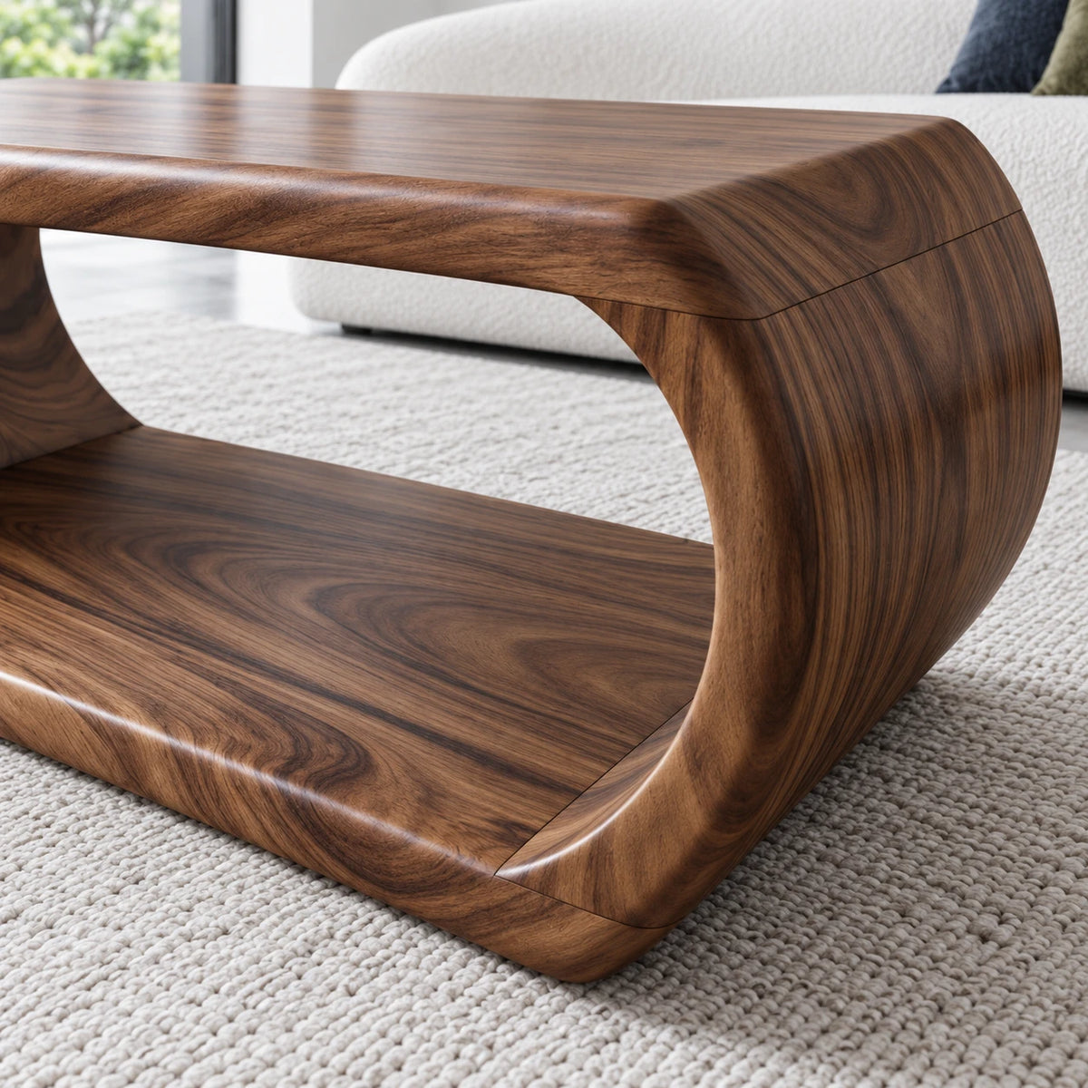 Rectangle Wood Coffee Table with Continuous Loop Body and Hollow Oval Center - Arboriswood - 4