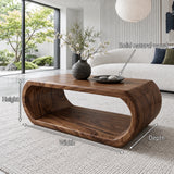 Rectangle Wood Coffee Table with Continuous Loop Body and Hollow Oval Center - Arboriswood - 7