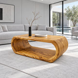 Rectangle Wood Coffee Table with Continuous Loop Body and Hollow Oval Center - Arboriswood - 8