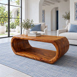 Rectangle Wood Coffee Table with Continuous Loop Body and Hollow Oval Center - Arboriswood - 9