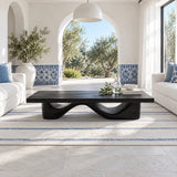 Rectangle Wood Coffee Table with Thick Slab Top on Carved Undulating Wave Base - Arboriswood - 10
