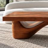 Rectangle Wood Coffee Table with Thick Slab Top on Carved Undulating Wave Base - Arboriswood - 4