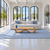 Rectangle Wood Coffee Table with Thick Slab Top on Ribbed Double-Loop Wave Base - Arboriswood - 3