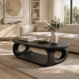 Rounded Coffee Table with Sculptural Loop Base in Natural Solid Wood - Arboriswood - 8