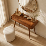 Cosmetic vanity with compact drawer storage and graceful legs for modern room styling
