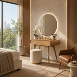 Minimalist dressing table with single drawer and slim legs for elegant daily routines