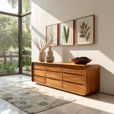 Rounded Edge Sideboard in Natural Solid Wood with Minimalist Drawer Storage - ArborisWood