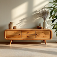 Rounded Edge TV Stand in Natural Solid Wood with Multi Drawer Storage - Arboriswood