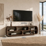 Rounded Solid Wood TV Stand with Sculptural Open Shelf Storage Console - Arboriswood - 10