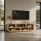 Rounded Solid Wood TV Stand with Sculptural Open Shelf Storage Console - Arboriswood - 7