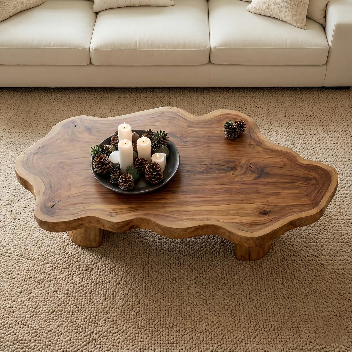 Rustic Coffee Table – Solid Wood Freeform Design for Cozy Interiors - ArborisWood - 5