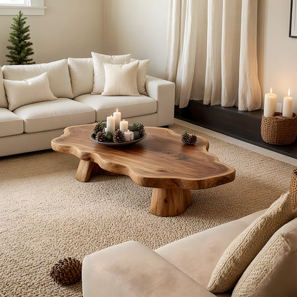 Rustic Coffee Table – Solid Wood Freeform Design for Cozy Interiors - ArborisWood